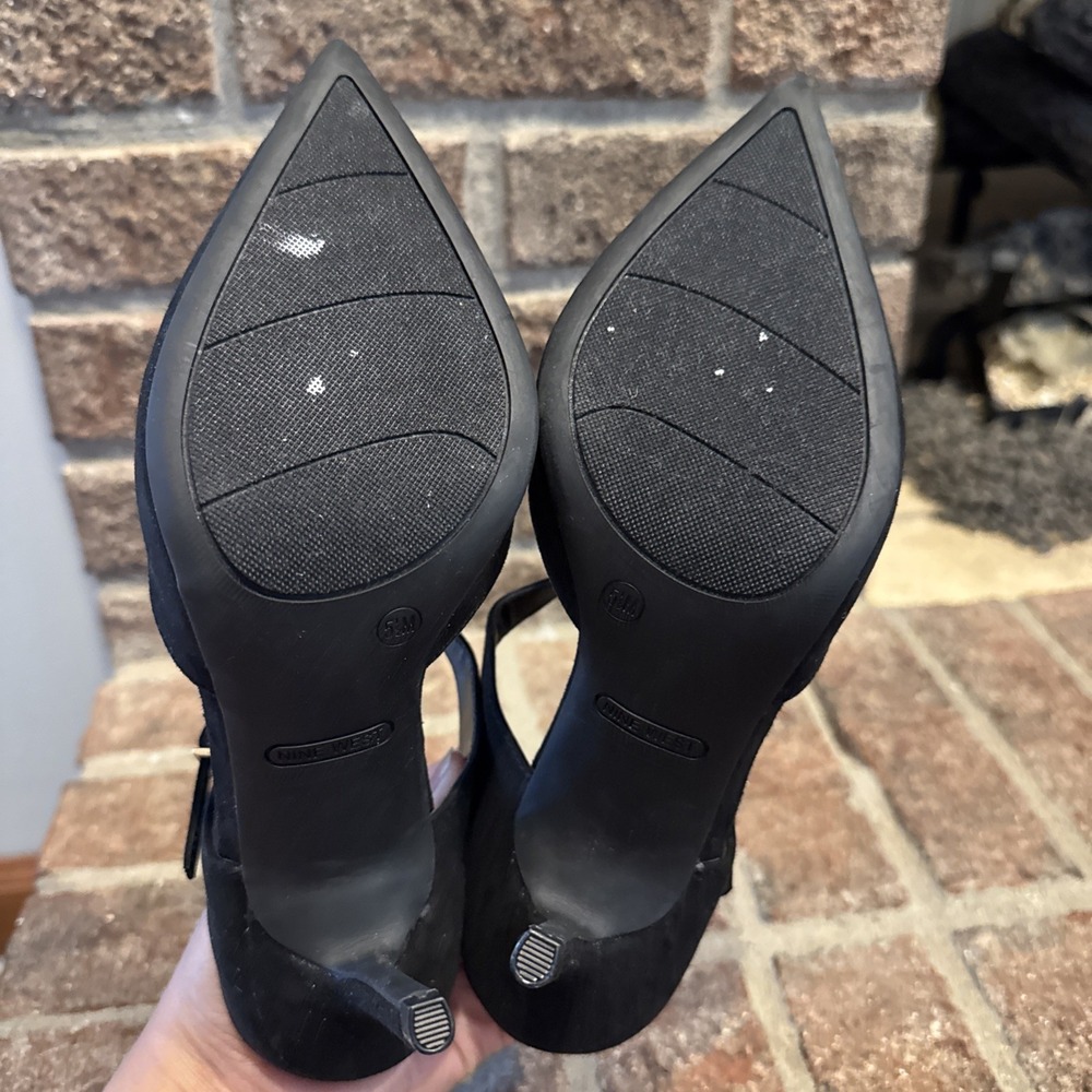 Nine West Women's Black Mary Jane Slip On Mule Heels Size 5.5 #543 - Picture 5 of 16